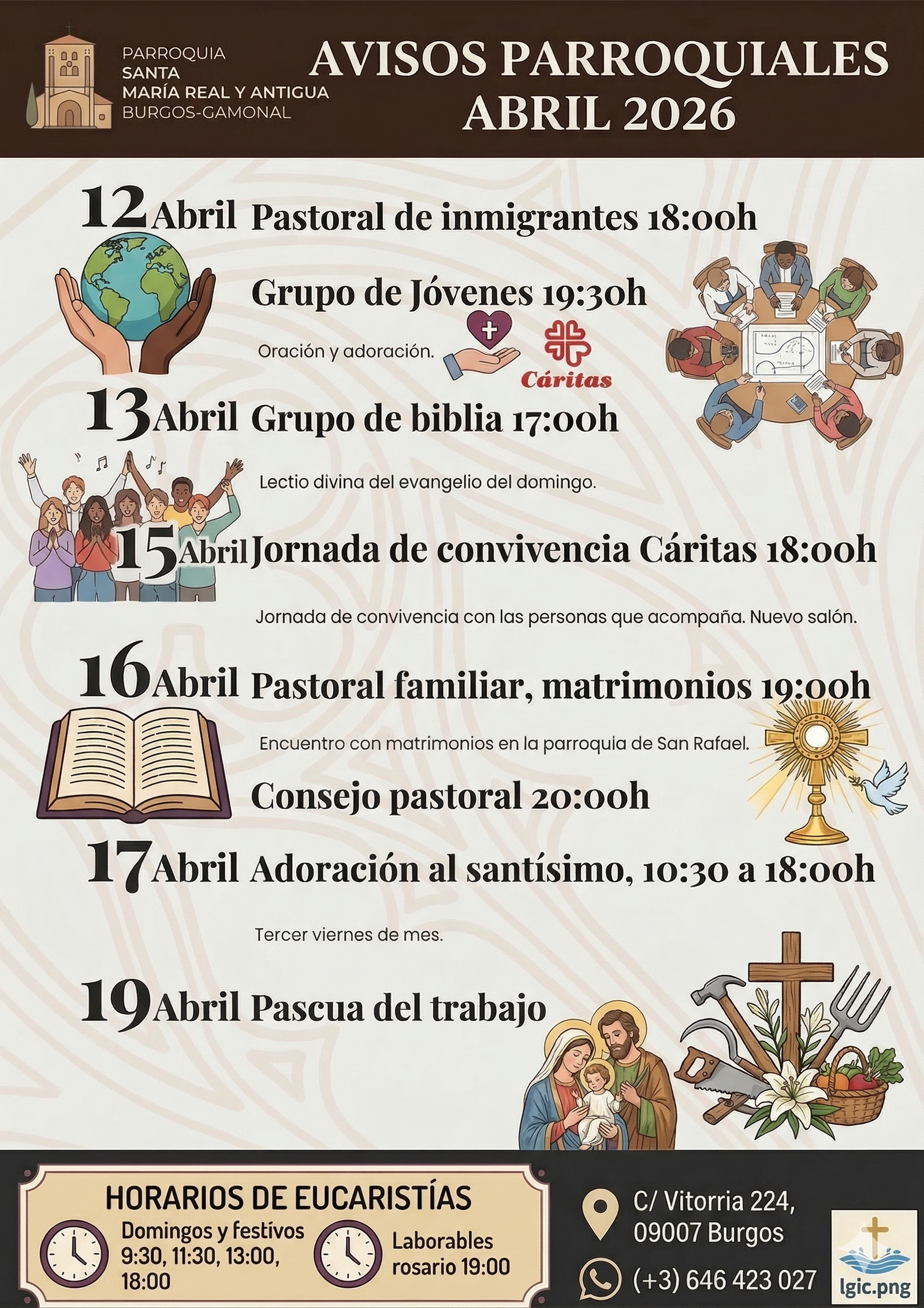 Agenda Parroquial: 12 al 19 de Abril